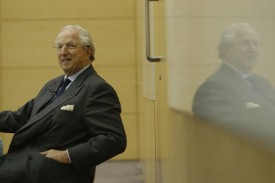 Lord Woolf prepares to speak