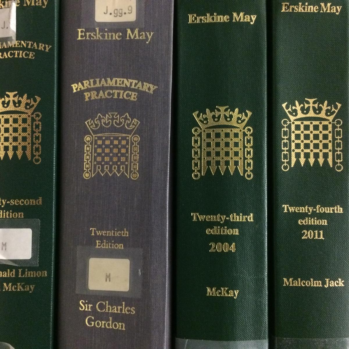 Erskine May volumes on shelf