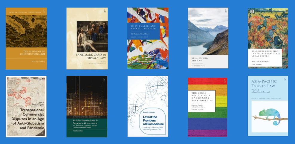 Thumbnails of ten ebook covers from the Hart 2023 collection on blue background